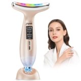 Massaggiatore Viso Elettrico Antirughe Lifting: Massaggio Face Lifting con Freddo 5℃ & Trattamento Caldo 45℃ – Dispositivo di Bellezza 6 Modi 7 Colori LED – Face Massager EMS Gua Sha per Collo e Viso