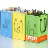 Lifewit Set di 3 Borse Raccolta Differenziata 45 L, Bidoni Differenziata Interno in 3 Colori, Raccolta Differenziata Esterno per Carta, Plastica, Vetro e Bottiglie