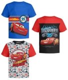 Cars Lightning McQueen Pixar Graphic T-Shirts (3 Pack) Outfits Toddlers to Kids 4T B/R/Gy SS Blue/Red/Grey