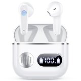 Cuffie Bluetooth,Auricolari Bluetooth 6.1 – Cuffie Wireless con 6 ENC Cancellazione Rumore Mics, Cuffie in Ear 48 Ore di Riproduzione, Cuffiette Senza Filo Stereo HiFi per iOS/Android – Avorio Bianco