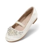 DREAM PAIRS Girls Mary Jane First Communion Flat Shoes, Ivory – 1 Little Kid (Aurora-03)