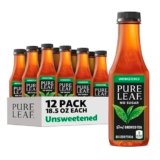 Pure Leaf Iced Tea, Unsweetened Real Brewed Tea, Zero Sugar & Zero Calories, 18.5 Fl Oz (Pack of 12)