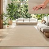 TT Home Tappeto Salotto Pelo Corto Monocolore Design Moderno Lavabile, Colore: Beige Scuro, Dimensione:240×340 cm