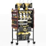 CFMASTER 5 – Tier Power Tool Organizer Cart – 300 lbs Heavy Duty Utility Rack Shelf, Rolling Drill Holder & Tool Storage Cart on Wheels for Garage, Workshop, Ideal Gift for Men (no Power)