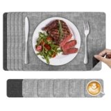 KitchenBoss Tovagliette Americane Lavabili e Sottobicchieri: Set di 6 Tovaglietta Colazione Plastica Bifacciale Non-scivolose Impermeabile Resistenti Tovagliette PVC
