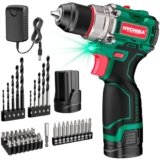 HYCHIKA Drill Set, True Brushless Power Drill Driver 16.8V Cordless Compact Drill Woman Man,410 IN-LB, LED Light,2 Variable Speed 23+1 Torque 3/8″ Keyless Chuck, 1 Lithium-Ion Battery