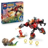 LEGO Sonic the Hedgehog Knuckles vs. Dr. Eggman Egg Crusher Mech Toy – Building Set incl. 2 Minifigures, Rings & Chaos Emeralds – Video Gaming Gift for 8+ Year Old Boys & Girls – 77005