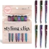 Kitsch Professional Alligator Clips for Hair Styling – 3.5″ Aluminum Hair Sectioning Clips for Salon & Makeup Application | Lightweight for Stylists | Ideal Gifts for Women – Iridescent, 6 Pcs