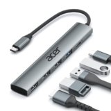 acer Hub USB C HDMI 4K, adattatore multiporta USB-C 5 in 1 in alluminio con 3 porte USB-A, alimentazione da 100 W, splitter di tipo C compatibile con acer laptop, tablet, MacBook M3/M2, XPS, iPad Pro