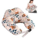 XUXLEKK Cuscino Allattamento del Bambino, Cuscino Multifunzionale per l’Allattamento con Cinturino Regolabile in Vita e Recinzione di Sicurezza, Federa Rimovibile in Cotone, Modello Animale Leone
