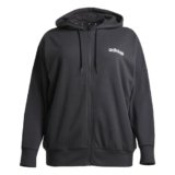 adidas Femme Essentials Linear Full Zip French Terry Hoodie, Black/White, M
