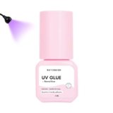 Colla UV per estensioni di ciglia in 1 secondo, impermeabile fino alla caduta delle ciglia, utilizzo professionale con luce UV (5 ml trasparente purple)