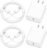 iPhone 17 16 15 Charger Fast Charging 2Pack 20W Apple iPad USB C Fast Wall Charger Block with 6FT USB Type C to C Cable for iPhone 17 16 15 Pro Max/iPhone 16 15 Plus/iPhone Air/iPad Pro