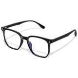 KANASTAL Occhiali Luce Blu Uomo Donna Neri Schermo Computer PC Quadrati Lenti Trasparenti Riposanti anti Affaticamento Black anti Blue Light Glasses Per PC Gaming TV -Nero Lucido