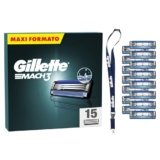 Gillette Mach3 Base 15 Lamette Di Ricambio Per Rasoio Barba Mach 3, Con Striscia Lubrificante Per Una Scorrevolezza Fluida , Lamette Gillette