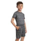 Lands’ End Boys’ Active Adventure UPF 50 Short Sleeve T-Shirt & Short Set, Black, Large