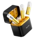 Zepath 8PCS 1,5V AA Lithium Batterie Ricaricabili con Caricabatterie 8 Slot, 3600mWh Dobbia A Batterie Ricaricabili con 2000+Tech, Ricarica & stoccaggio in Uno