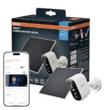 OSRAM Telecamera solare per esterni SMART+ WiFi, 4 MP 2K IP66, batteria da 5200 mAh, sensore PIR, 6 mesi, compatibile con Alexa, bianco