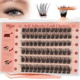 Higu clace D curl Ciglia Autoadesive, Ciglie Finte Naturali, Set Di Ciglia Preincollate, Mix 10-16 mm, Senza Colla E Rimozione, Per Fai Da Te (Natural 011)