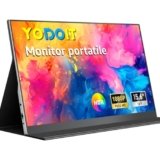 Yodoit Monitor Portatile da 15,6″ con display IPS FHD 1920x1080P | Connettività USB-C e HDMI, altoparlanti integrati, con Smart Cover, per laptop, PC, Mac, PS3/4/5, Xbox