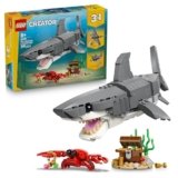 LEGO Creator 3 in 1 Squalo con Scrigno del Tesoro Giocattolo – Animale Marino Trasformabile in Rana Pescatrice o Manta – Decorazione Camera da Letto – Regalo per Bambini e Bambine da 8 Anni – 31381
