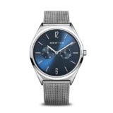 BERING 17140-007 Orologio unisex al quarzo, orologio da polso con cassa in acciaio inossidabile color argento da 40 mm e quadrante blu, cinturino in maglia milanese, vetro zaffiro, 3 ATM
