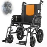 VOCIC Sedia a rotelle U11, pieghevole, leggera, 13 kg, sedia a rotelle per l’appartamento, pieghevole fino a 136 kg, seduta 46 cm, due freni, 30 cm, cuscino in rete 3D, sedie a rotelle strette