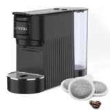 Macchina Caffè Cialde E.S.E. per Espresso Cremoso – 10 CIALDE COMPRESE, Macchinetta Del Caffe Cialde Compatta, Serbatoio 1.2L, Spegnimento Automatico, Espulsione Cialda, Vassoio Regolabile – Nero
