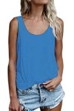 Maglietta da donna senza maniche, estiva, vestibilità larga, 786 blu, XL