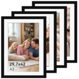 Zouway Cornice 4 pezzi A3, cornice 30×42 nera, cornice per foto, immagini, poster