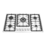 Piano cottura a gas a 5 fiamme, fornello a gas in acciaio inox, 5 bruciatori, accensione elettronica, protezione dalla fiamma, 86 × 51 × 9 Cm, Incasso/indipendente, Potenza 10,55 Kw, Grande Cucina E