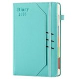 Diario accademico 2026, una pagina per giorno, formato A5, agenda giornaliera 2026, agenda giornaliera da gennaio 2026 a dicembre 2026, diario della produttività con tasca (blu)