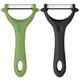 AUAUY 2pz Pelapatate Universale, Pela Verdure, Sbucciatore Manuale, Pelapatate Girevole, Lame Affilate in Acciaio Inossidabile, Sbucciatore Impugnatura Ergonomica per Frutta e Verdura（Nero, Verde）