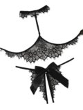 Lilosy Women’s Sexy Choker Halter Floral Lace Sheer Lingerie Set See Through Bra and Panty Bow 2 Piece Black Medium