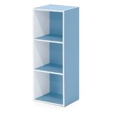 Furinno Luder Libreria a 3 ripiani aperti, Bianco/azzurro