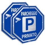 Cartello Parcheggio Privato Alluminio ai Condomini, Ashoaza 2 Cartelli Divieto di Sosta, Area Videosorvegliata 24H, Proprietà Privata Cartelli di Parcheggio Privato con protezione UV (Cm 20×20)