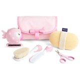 Chicco Set Bagnetto per Bambini, Idea Regalo, Idea Regalo Nascita, con Pettine, Spazzola Morbida, Termometro, Guanto Da Bagno In Spugna E Un Paio Di Forbici, Igiene Neonato, Prodotti Bagnetto, Rosa