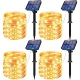 litogo [4 Pacchi] Catena Luminosa Esterno Solare, 12m 120 LED Luci Solari Esterno 8 Modalità Impermeabili Filo di Rame Luci Lucine per Giardino, Natale, Patio, Cancello, Matrimonio, Festa