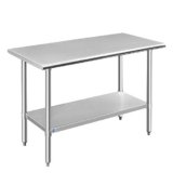 ROCKPOINT Stainless Steel Table for Prep & Work 24×48 Inches, NSF Metal Commercial Kitchen Heavy Duty Table with Adjustable Under Shelf and Table Foot for Restaurant, Home and Hotel