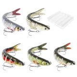 5 pezzi Esca da Pesca Spiedo Esche da Pesca al Bar, Swimbaits Realistici, Esche da pesca bioniche a fluire Lento al luccio, Esca Pesca Mare per Bass Trota Crappie