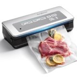 Macchina per sottovuoto 90kPa, 10 W, potente sigillatura larga, conservazione degli alimenti, taglierina integrata, contenitore per sacchetti (Argento)