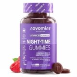 Gommose Notturne – Integratore con Magnesio, L-Teanina, Vitamina B12 – Senza Glutine – Vegano – 60 Caramelle al Lampone – Novomins