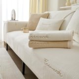 TOPCHANCES Copridivano 3 Posti Velluto Latte,2024 Universale Copridivano Antiscivolo Adatto Animali Domestici Copertura Protettiva Per Divano Del Copridivani Soggiorno(Bianco，90×210cm 1Pcs