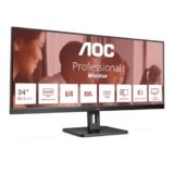 AOC U34E2M – Monitor WQHD da 34 pollici, 100 Hz, 4 ms, sincronizzazione adattiva (3440×1440, HDMI, DisplayPort), colore nero