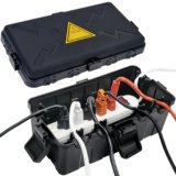 IP54 Waterproof Outdoor Electrical Enclosure with Weatherproof Extension Cords, Protect Socket, Timer, Plug, Holiday Light, 27 x 14 x 11.5 cm, Black