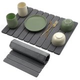Tappetino Scolapiatti – Tappetino Scolapiatti Assorbente in Terra Diatomacea per Cucina Altamente Assorbente, ad Asciugatura Rapida e Antiscivolo (Grigio Scuro, 60 x 40 cm)