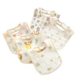 MUKIN Baby Muslin Bibs, 10 Pack, Soft Cotton, Snap Closure, Various Print, Absorbent Drooling and Feeding Towels
