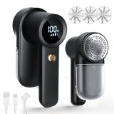 Levapelucchi Elettrico, Leva Pelucchi Elettronico Ricaricabile da 2000mAh, Leva Pelucchi con LED per Indumenti, 3 Velocità, Display LED, Ricarica USB, 3 * 6-Lame levapelucchi per Tutti i Tessuti