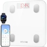 RENPHO Bilancia Pesapersone Digitale, Bilancia Impedenziometrica Intelligente Bluetooth, 13 Funzioni, Analisi Composizione Corporea con App per Massa Grassa, BMI, Grasso Viscerale, Bianca