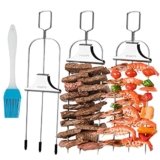 3PCS Grilling Savant 3 Way Skewers,14 Inch Metal Skewers for Grilling,Easy to Use Push Bar Slider, BBQ Accessory, Perfect for Meat,Veggies,Fruits,Marshmallow Roasting Sticks Grill Kabob Skewer.